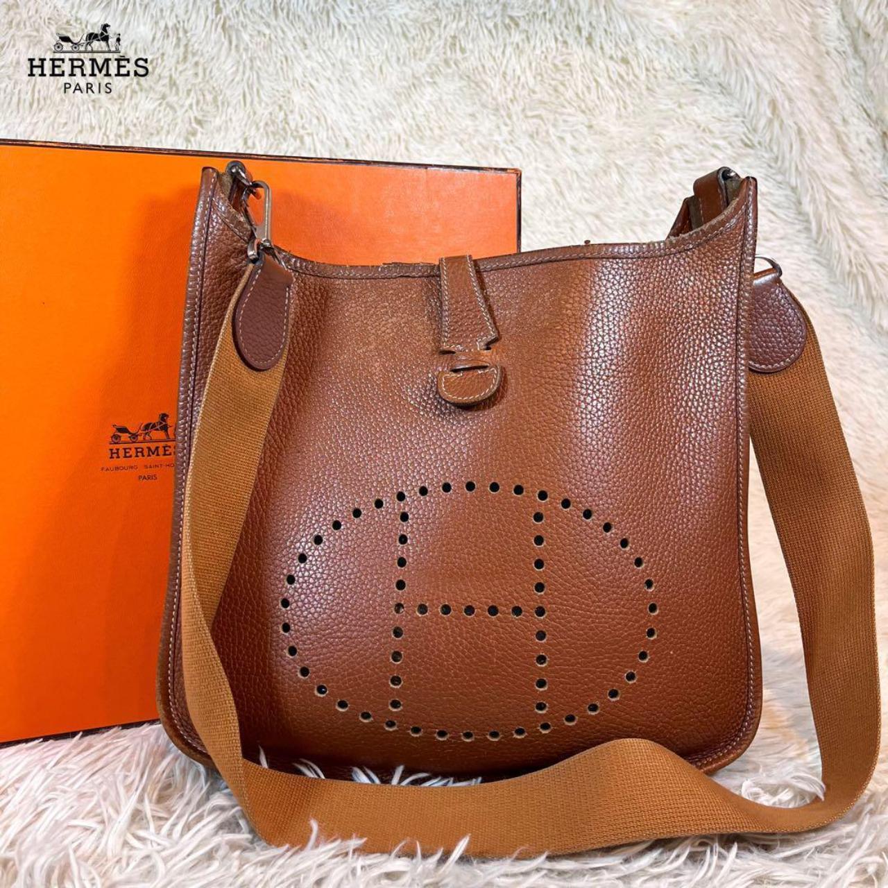 Hermes shoulder bag Evelyn Brown Taurillon Clemence Leather Y5